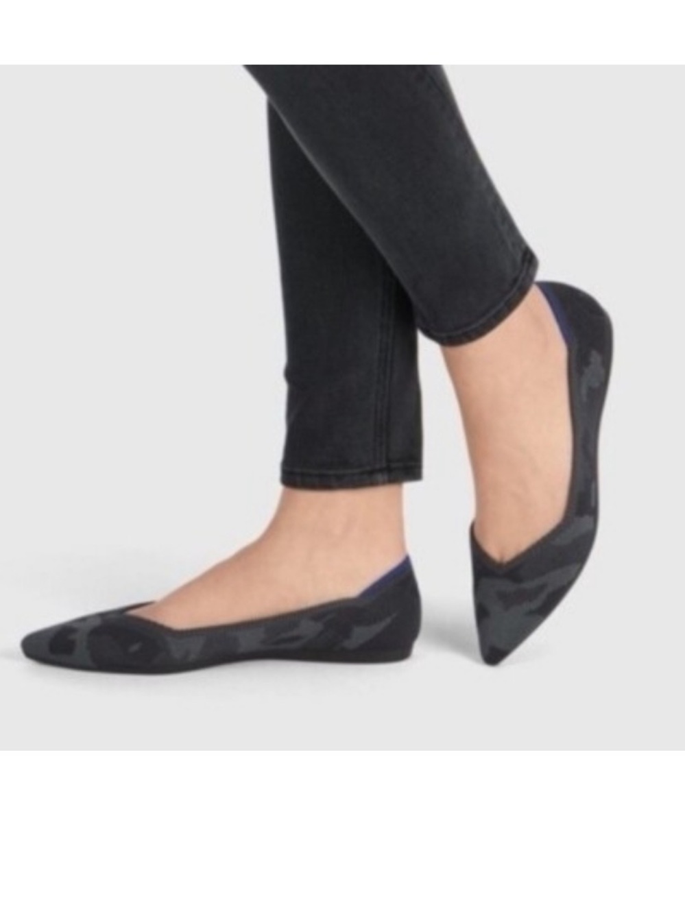 Rothy's Pointed Toe Flats in Charcoal Camouflage